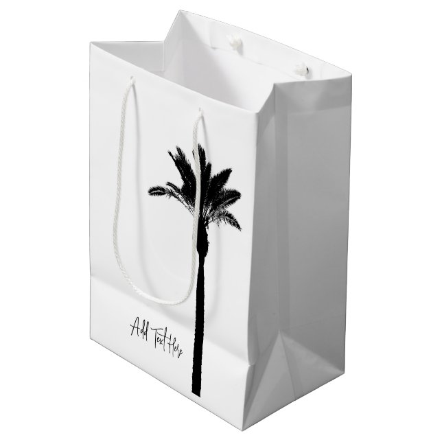 Bolsa De Regalo Mediana Palm Tree Silhouette Travel Coastal Personalizado  (Angulo Anverso)