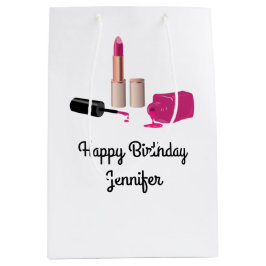 Bolsa De Regalo Mediana Palo de labios de glam rosado y belleza polaca de 