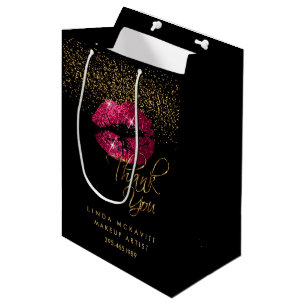 Bolsa De Regalo Mediana Palo de labios del Purpurina rosado caliente - Gra