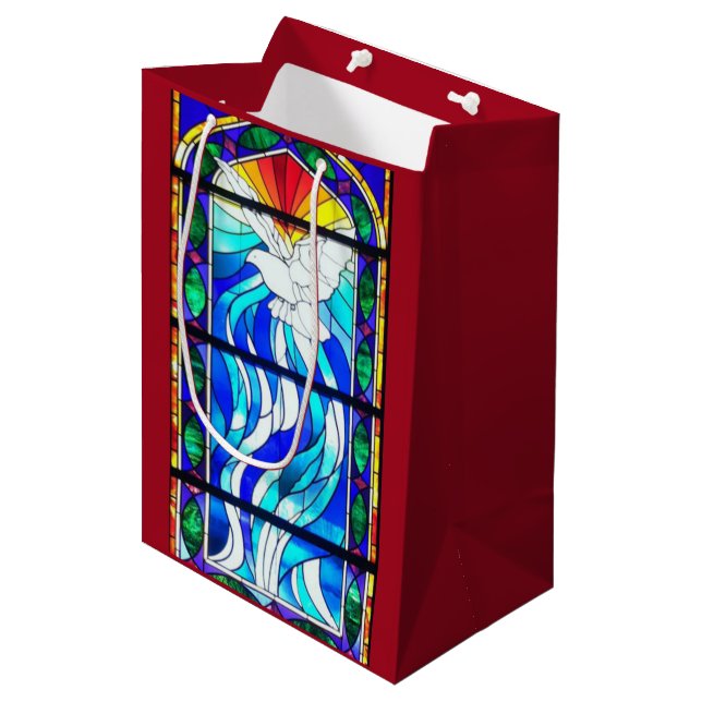 Bolsa De Regalo Mediana Paloma del Espíritu Santo de la ventana de la (Angulo Anverso)