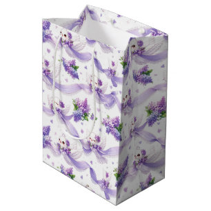 Bolsa De Regalo Mediana Palomas de boda adorables con lilas y cintas