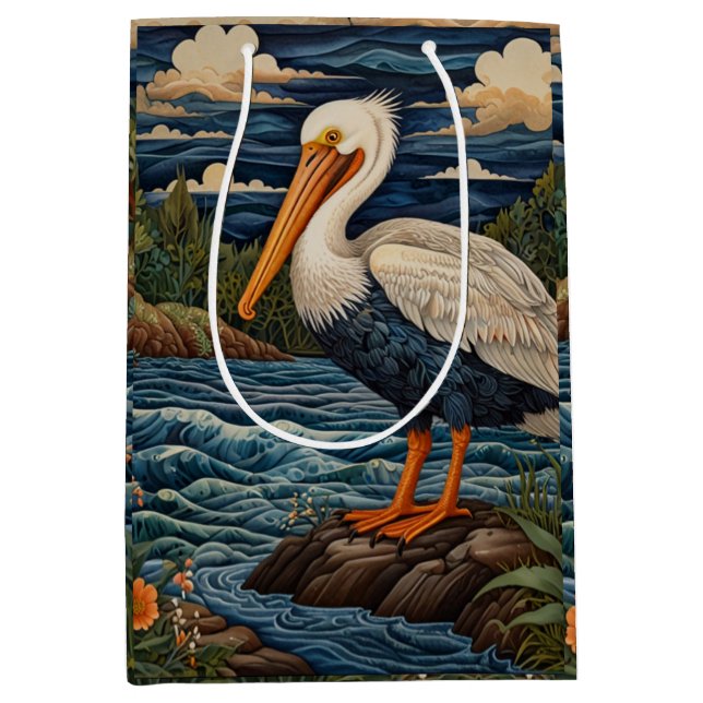 Bolsa De Regalo Mediana Palomino de gaviota de mar blanco (Anverso)