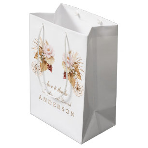Bolsa De Regalo Mediana Pampas Floral Rosa Grass Dried Palm Leyes Boda