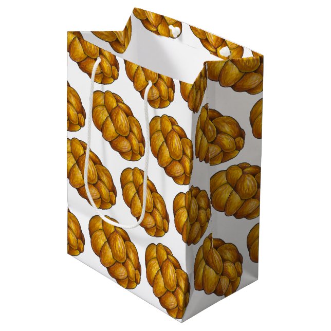 Bolsa De Regalo Mediana Pan de challah trenzado de panadería judía Hanukka (Angulo Anverso)