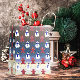 Bolsa De Regalo Mediana Pan de jengibre hombres y hombres de nieve, bolso 