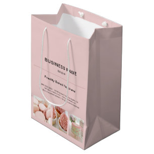 Bolsa De Regalo Mediana Panadería Personalizado Rosa Mínimo Photo Business