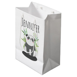 Bolsa De Regalo Mediana Panda blanco y negro lindo en Bambú