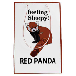 Bolsa De Regalo Mediana Panda Rojo Sensándose Sleepy Funny Panda Rojo