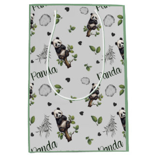 Bolsa De Regalo Mediana Panda Seamless Pattern Baby Blanc