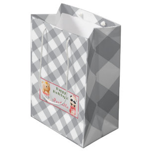 Bolsa De Regalo Mediana Panda y nombre del Personalizar del oso