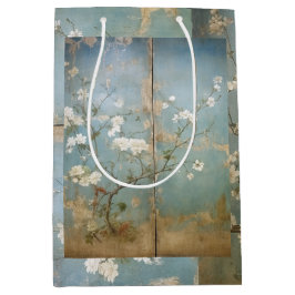 Bolsa De Regalo Mediana Paneles azules anticuados Chinoiserie y cerezos