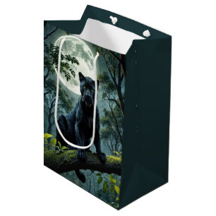 Bolsa De Regalo Mediana Pantera Negra De Cumpleaños A La Luz De La Luna