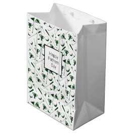 Bolsa De Regalo Mediana Papá Golfiando verde blanco negro feliz día de los
