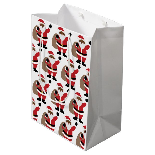 Bolsa De Regalo Mediana Papá Noel afroamericano en Navidad (Angulo reverso)