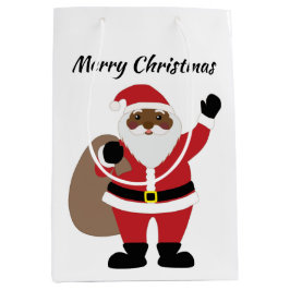 Bolsa De Regalo Mediana Papá Noel afroamericano Feliz Navidad