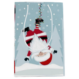 Bolsa De Regalo Mediana Papá Noel divertido colgado boca abajo