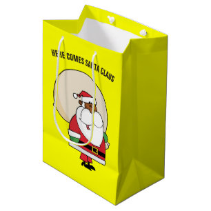Bolsa De Regalo Mediana Papá Noel negro con el saco del juguete