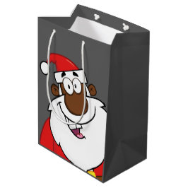 Bolsa De Regalo Mediana Papá Noel negro con reno