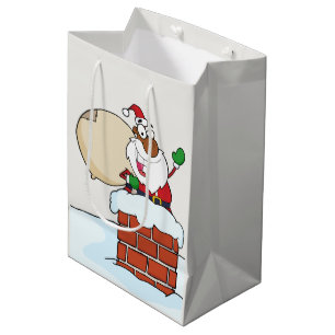 Bolsa De Regalo Mediana Papá Noel negro en bolso del regalo de la chimene