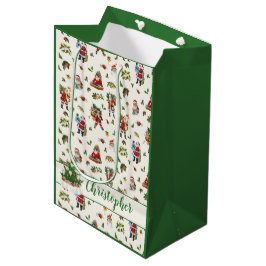 Bolsa De Regalo Mediana Papá Noel Vintage Personalizado Navidad