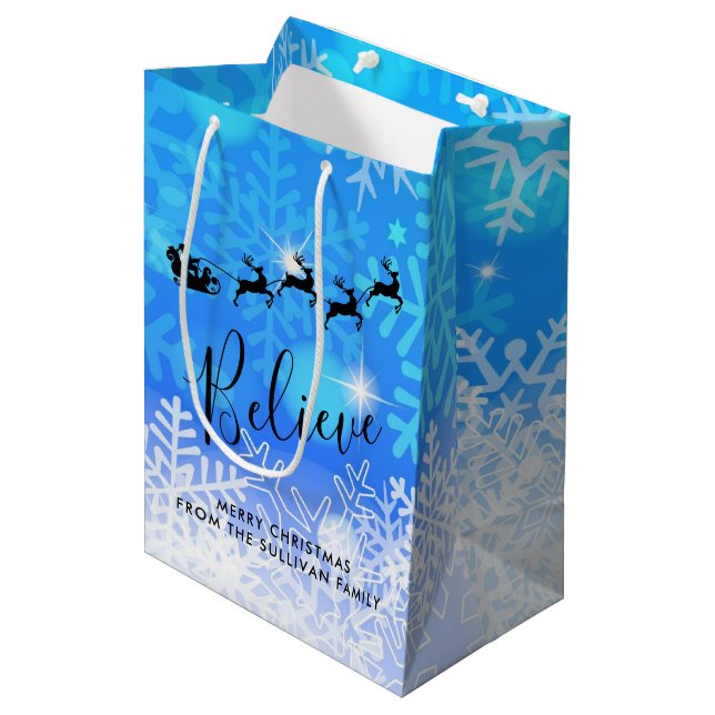 Bolsa De Regalo Mediana Papá Noel y su reno volador - Créanlo (Angulo Anverso)