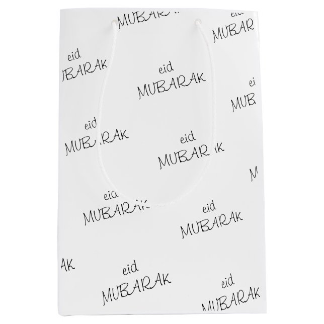 Bolsa De Regalo Mediana Papel de ajuste de Eid Mubarak (Anverso)