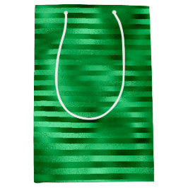 Bolsa De Regalo Mediana Papel de aluminio con rayas verdes