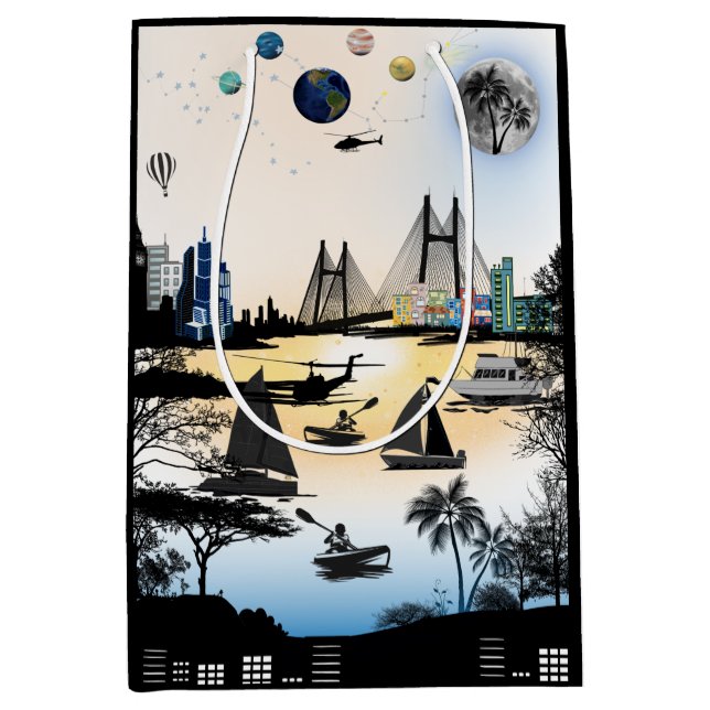 Bolsa De Regalo Mediana Papel de envolvimiento floral (Anverso)