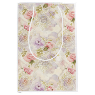 Bolsa De Regalo Mediana Papel de envolvimiento floral de acuarela romántic