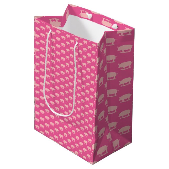 Bolsa De Regalo Mediana Papel de envolvimiento rosa Piggy Lite (Angulo Anverso)