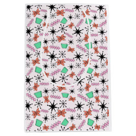 Bolsa De Regalo Mediana Papel de envolvimiento verde retro Naranja rosa at