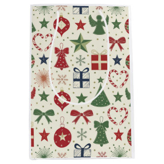 Bolsa De Regalo Mediana Papel de regalo con patrón festivo navideño adorab