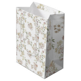 Bolsa De Regalo Mediana Papel de regalo de flores acuarela pastel de 3