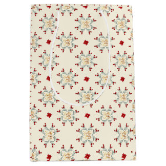 Bolsa De Regalo Mediana Papel de regalo de Navidad con Estrella Floral Vin