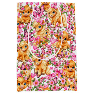 Bolsa De Regalo Mediana Papel de regalo de vaca y poni de las Tierras Alta