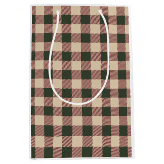Bolsa De Regalo Mediana Papel de regalo tradicional a cuadros verde, rojo 
