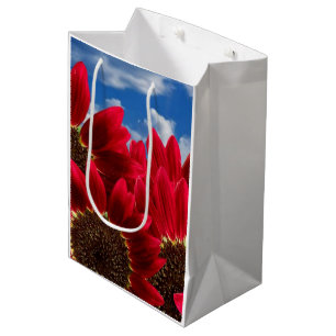 Bolsa De Regalo Mediana papel de tejido de flores rojas