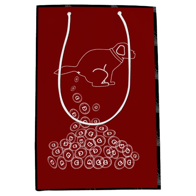 Bolsa De Regalo Mediana papel envolvente para perros haciendo dogecoins (Anverso)