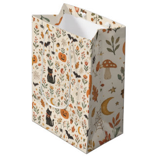 Bolsa De Regalo Mediana Papel pintado escandinavo de Halloween, arte popul