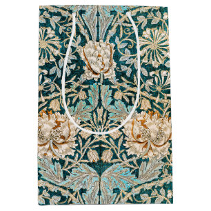 Bolsa De Regalo Mediana Papel pintado floral de madreselva azul Morris Tea