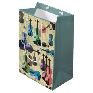 Bolsa De Regalo Mediana Papel pintado multicolor del violín