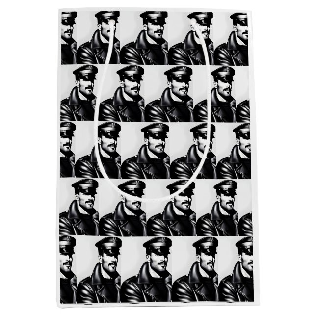 Bolsa De Regalo Mediana Papi de cuero gay LGBTQ icónico (Anverso)