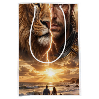 Bolsa De Regalo Mediana Papier cadeau Epic Lion and Warrior Sunset