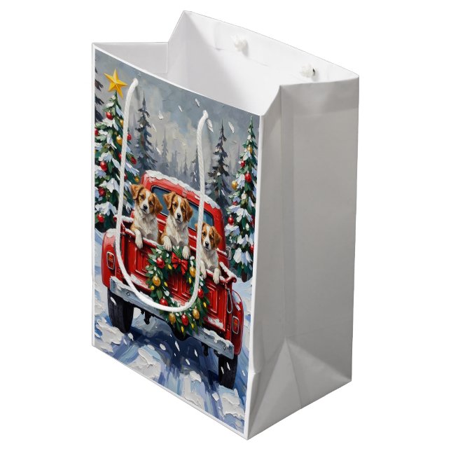 Bolsa De Regalo Mediana Papillon Christmas Red Truck Holiday (Angulo Anverso)