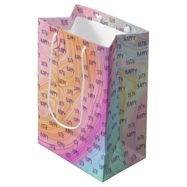 Bolsa de regalo mediana para cumpleaños 55 con arc (Angulo Anverso)
