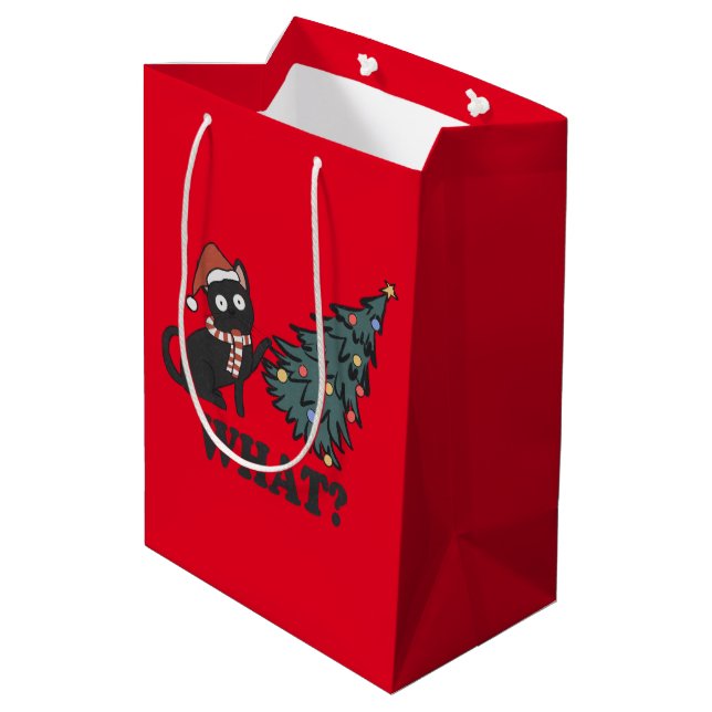 Bolsa de regalo mediana para Navidades rojos gatos (Angulo reverso)