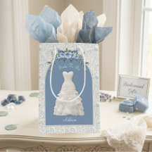 Bolsa de regalo mediana para novia en azul polvori