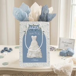 Bolsa de regalo mediana para novia en azul polvori