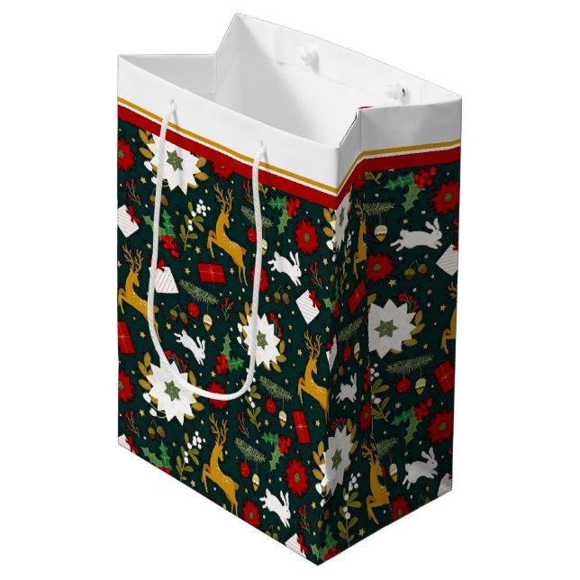 Bolsa de regalo mediana para patrones de navidad (Angulo Anverso)