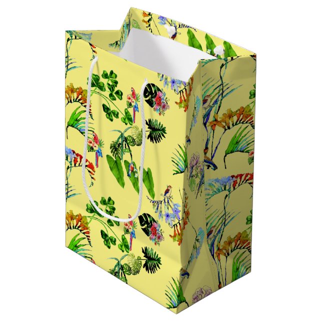 Bolsa De Regalo Mediana Paraíso tropical amarillo (Angulo Anverso)